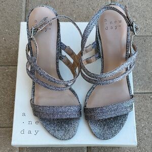 A New Day Glittery Silver Heels